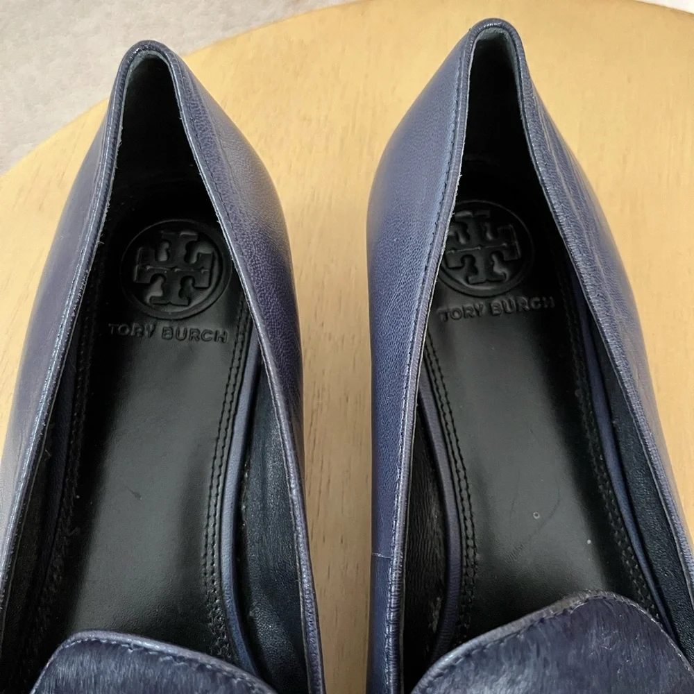 Tory Burch Gemini Link Navy Loafers Size 8.5
